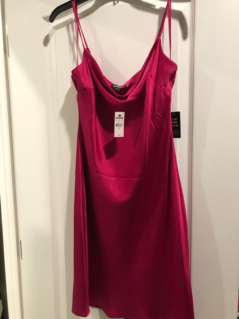 Express Magenta Mini Slip Dress with Cowl Neck